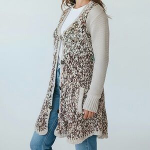 Free People Sweater Cardigan Size XS Boho Grandmacore Hippie Indie Brown Crochet